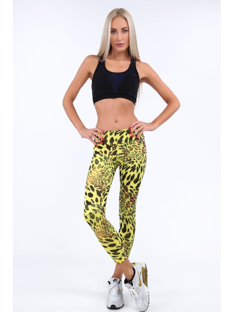 Jambiere sport galbene cu imprimeu leopard H006 - Magazin online - Boutique